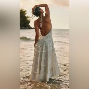 NWOT Free People Somewhere Sunny Drop Maxi Dress in Cream LARGE New* KC655
